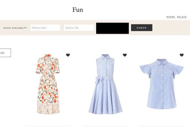 A picture of two dresses and a blouse.